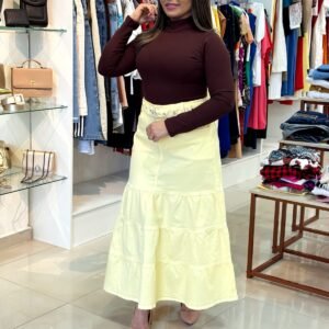 Saia Midi Larissa – Amarela com Cinto TAM 44