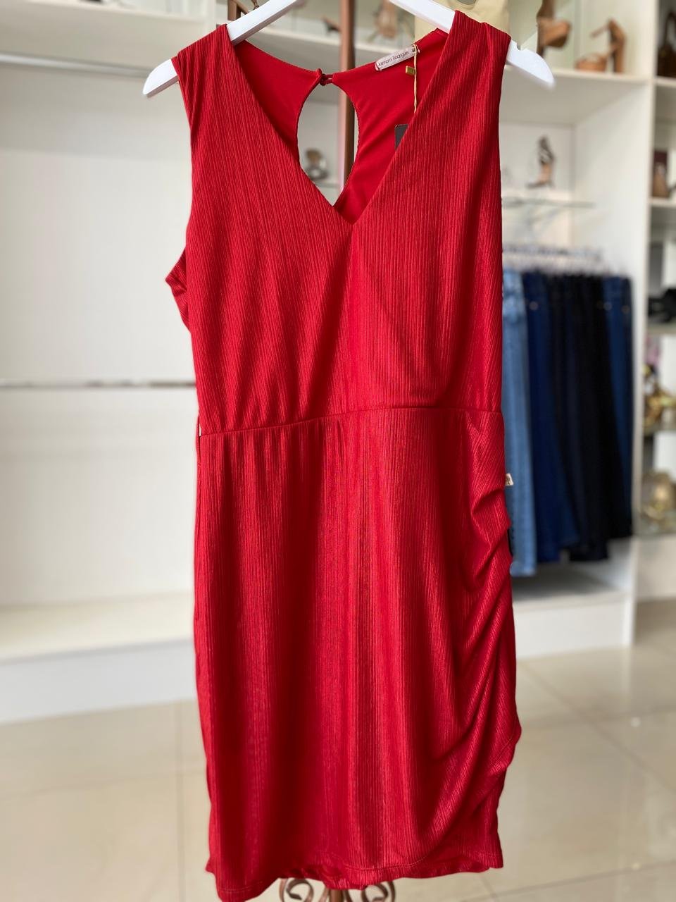 Vestido Vermelho Plus Size em Lurex Jannaira TAM G1