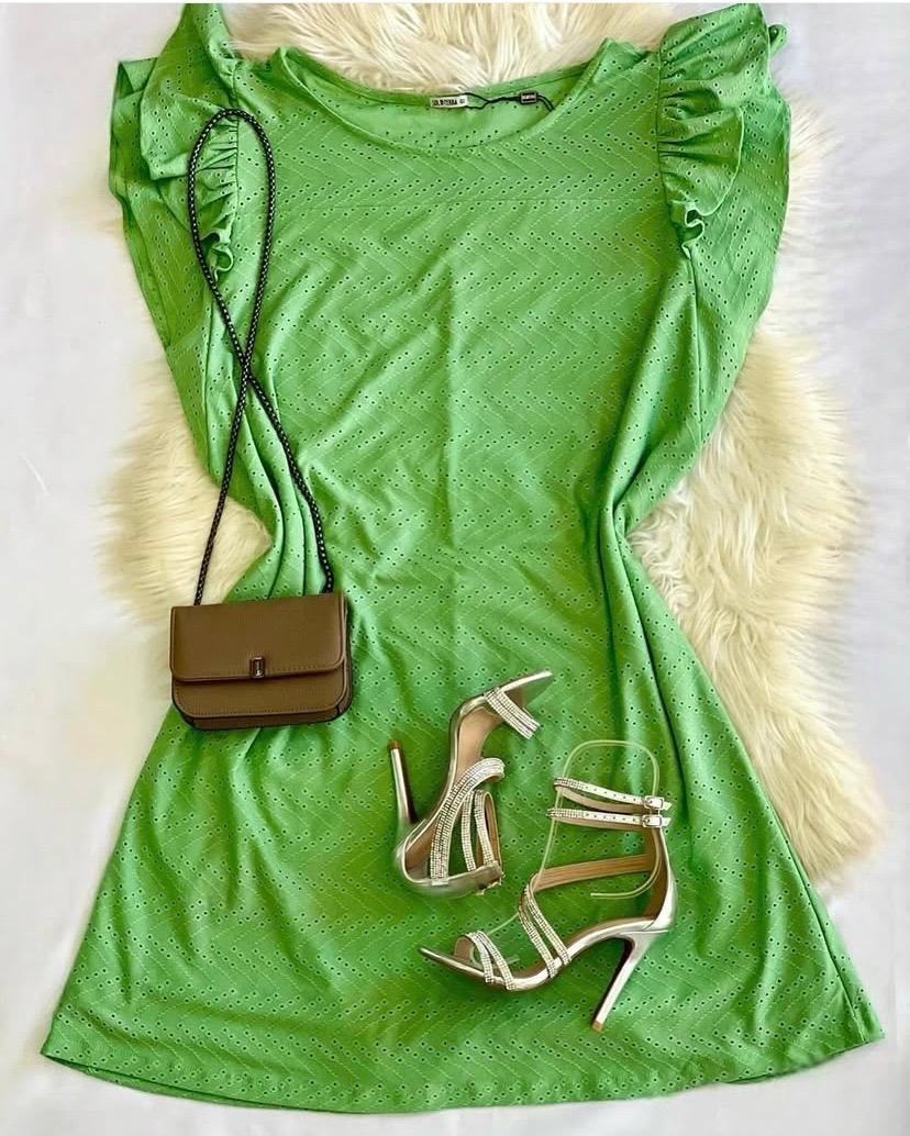 Vestido Verde Plus Size com Babado na Manga – Sol da Terra TAM G2 - Imagem 2