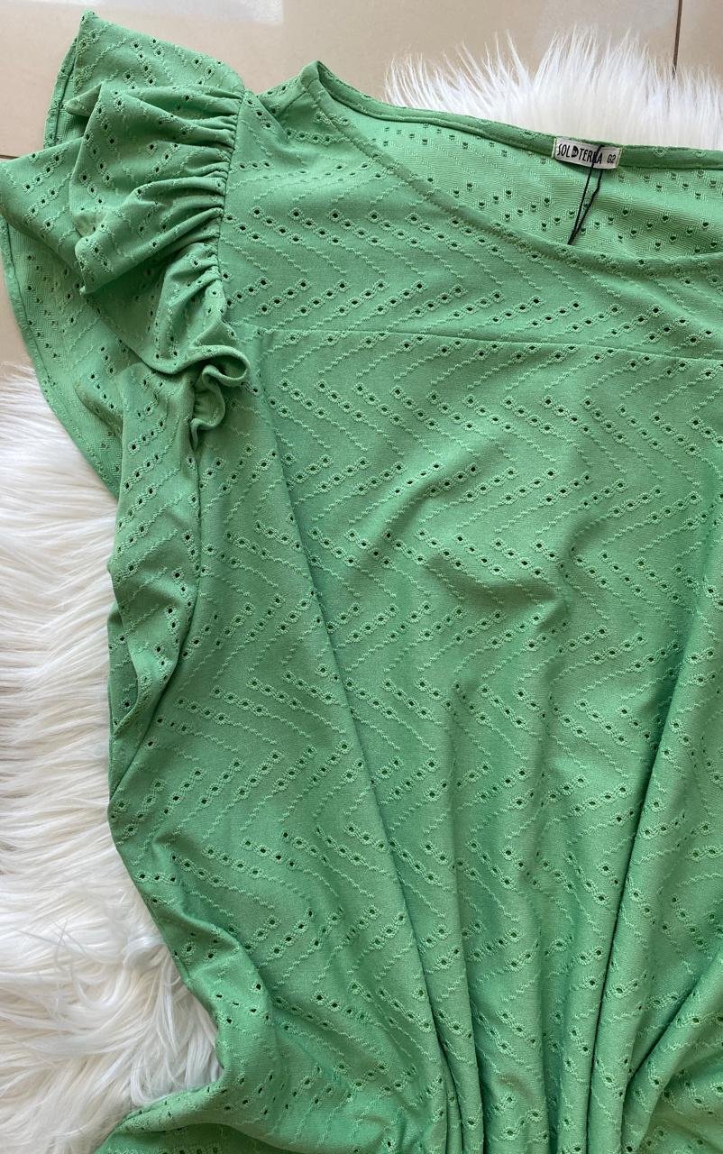Vestido Verde Plus Size com Babado na Manga – Sol da Terra TAM G2 - Imagem 3