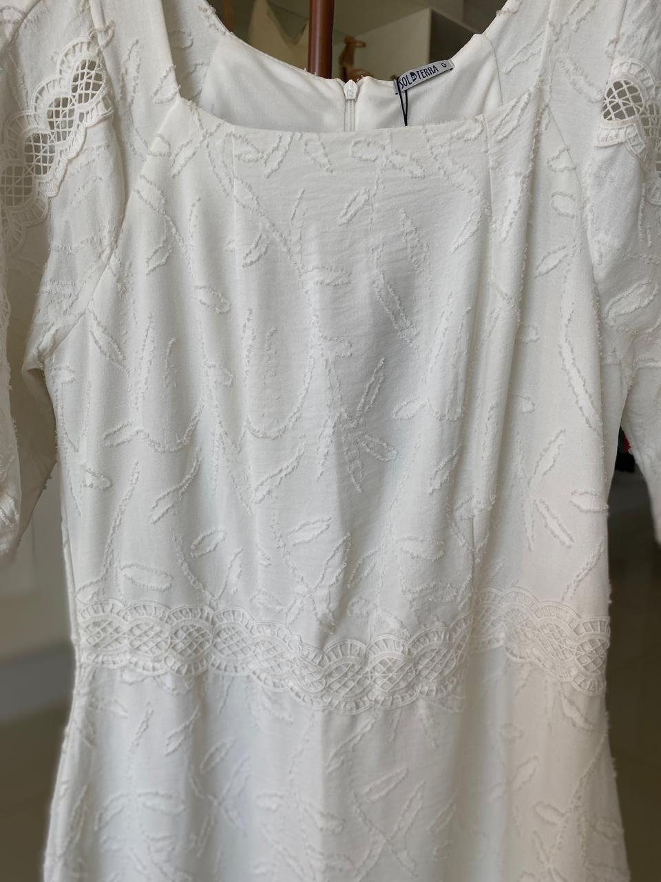 Vestido Branco Manga Bufante  Sol da Terra – TAM G