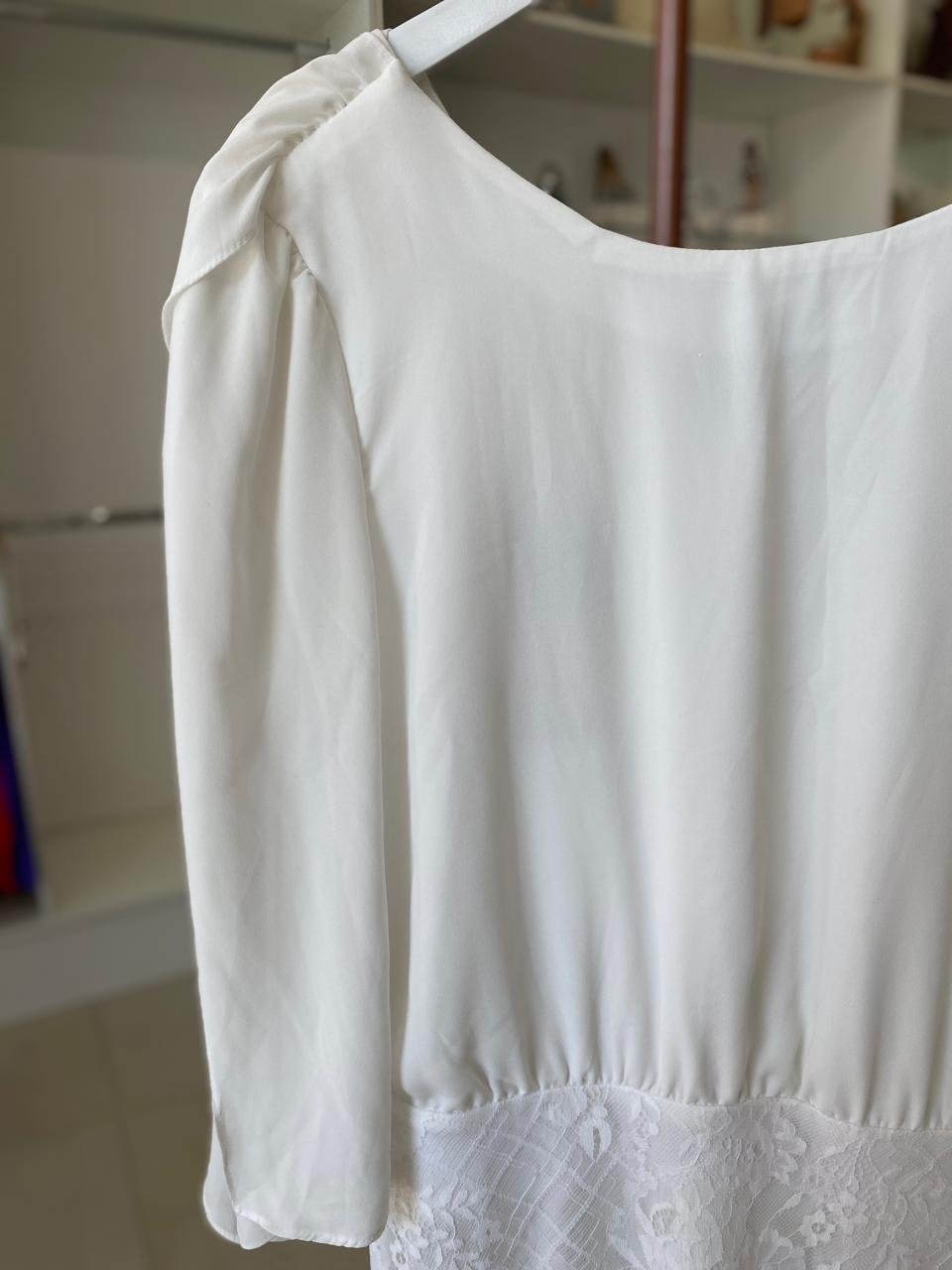Vestido Branco Babados com Renda - Sol da Terra TAM G