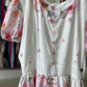 Vestido Longuete Floral Rosa com Babados – Danutta TAM M