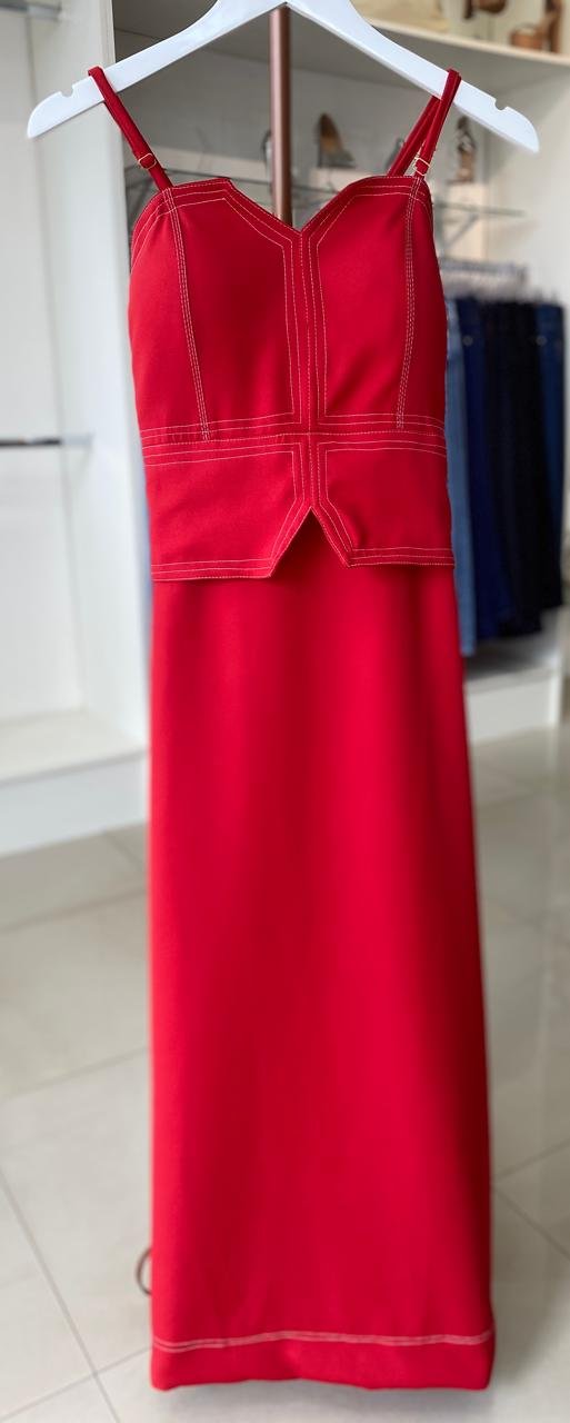 Vestido Taier Vermelho com Detalhes de Costura – Space Girls TAM M