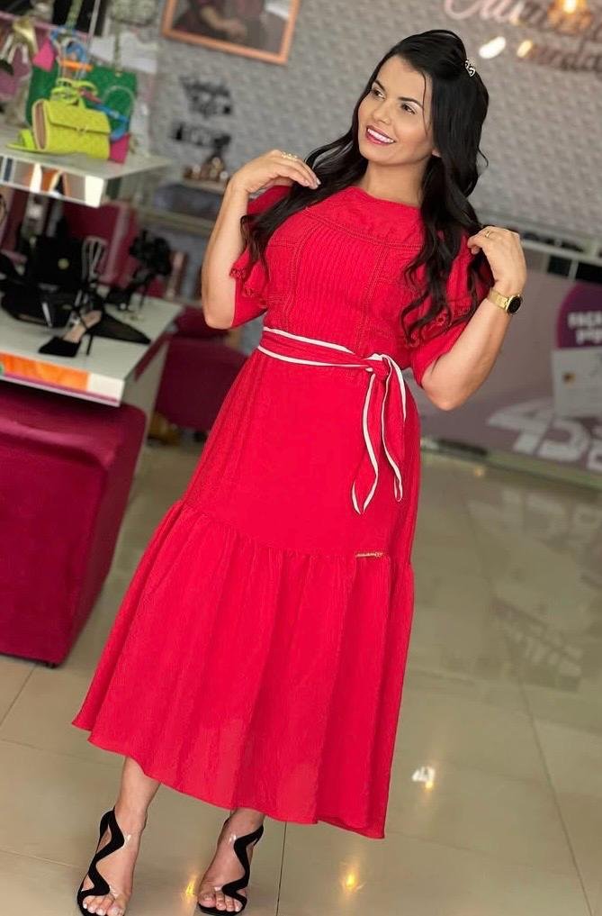 Vestido Midi Vermelho - Fascínius TAM P