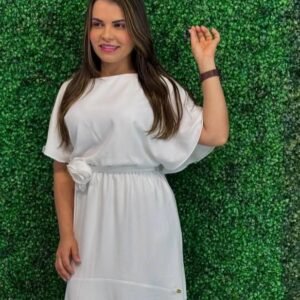 Vestido Branco com Babados – Sol da Terra TAM M