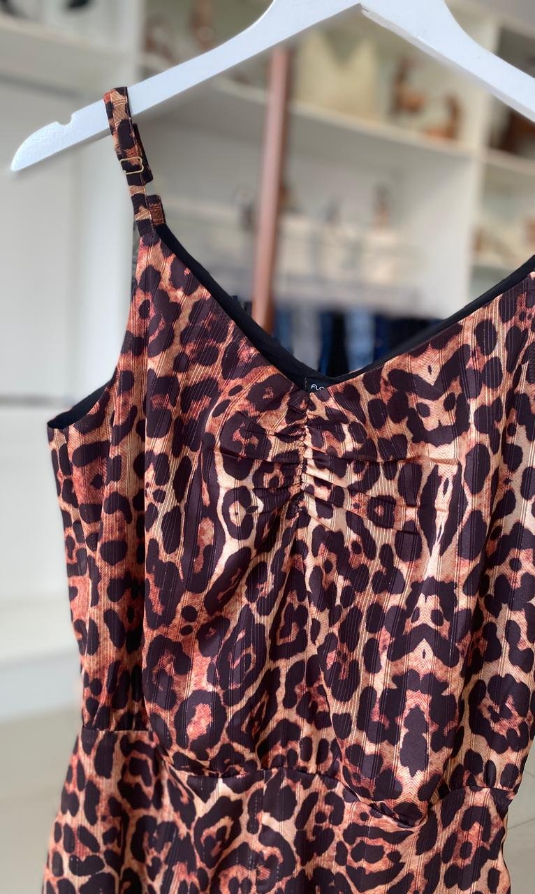 Vestido Longuete Estampado Onça – Marrom TAM M