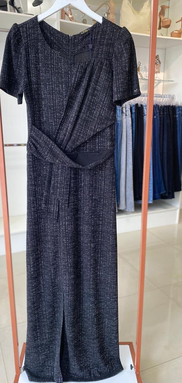 Vestido Longo Preto Transpassado – Sol da Terra TAM M