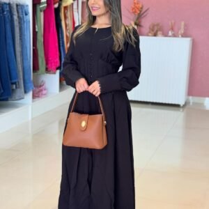 VESTIDO MIDI COM PREGAS
