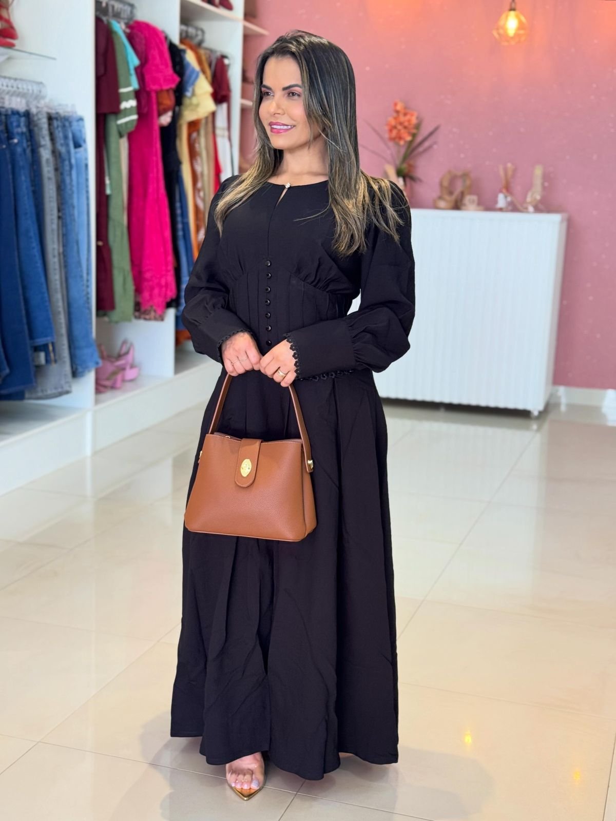 VESTIDO MIDI COM PREGAS
