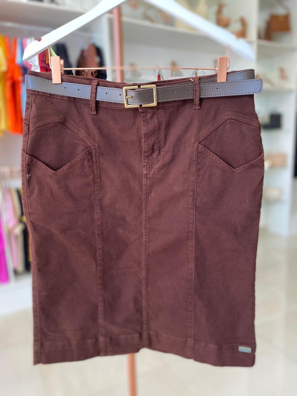 Saia Midi Larissa – Marrom