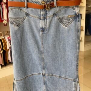 Saia Midi Larissa – Jeans Claro