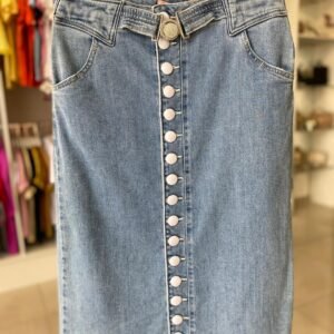 Saia Midi Larissa – Jeans Claro TAM 42