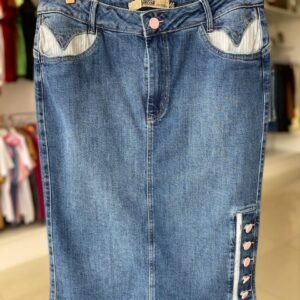 Saia Midi Larissa – Jeans Claro TAM 46