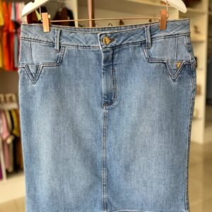 Saia Midi Larissa – Jeans Claro TAM 48
