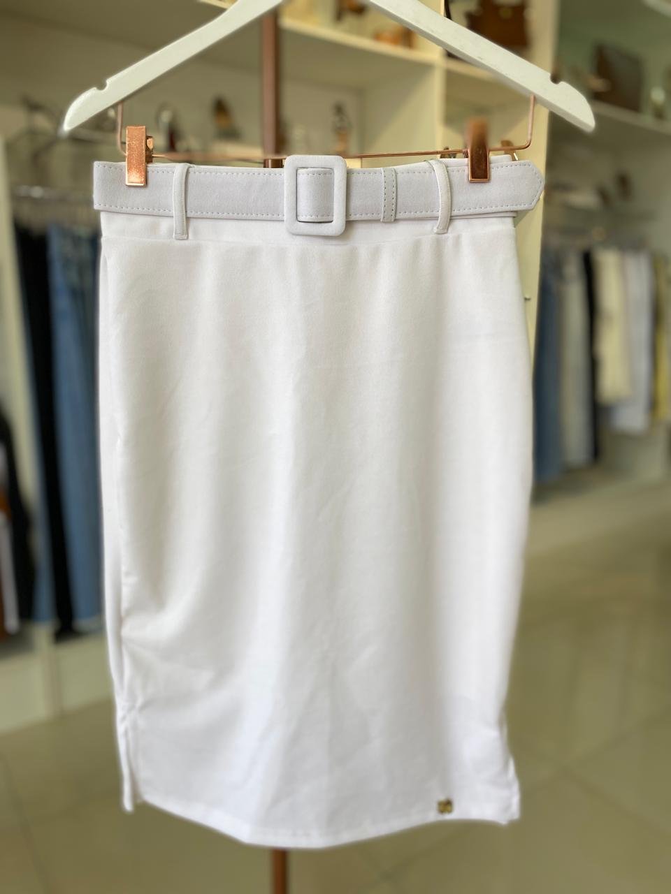 Saia Longete Danutta – Branca com Cinto