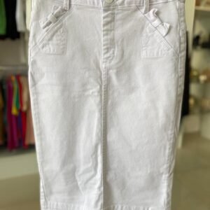 Saia Midi Larissa – Branca com Detalhe de Laço TAM 40