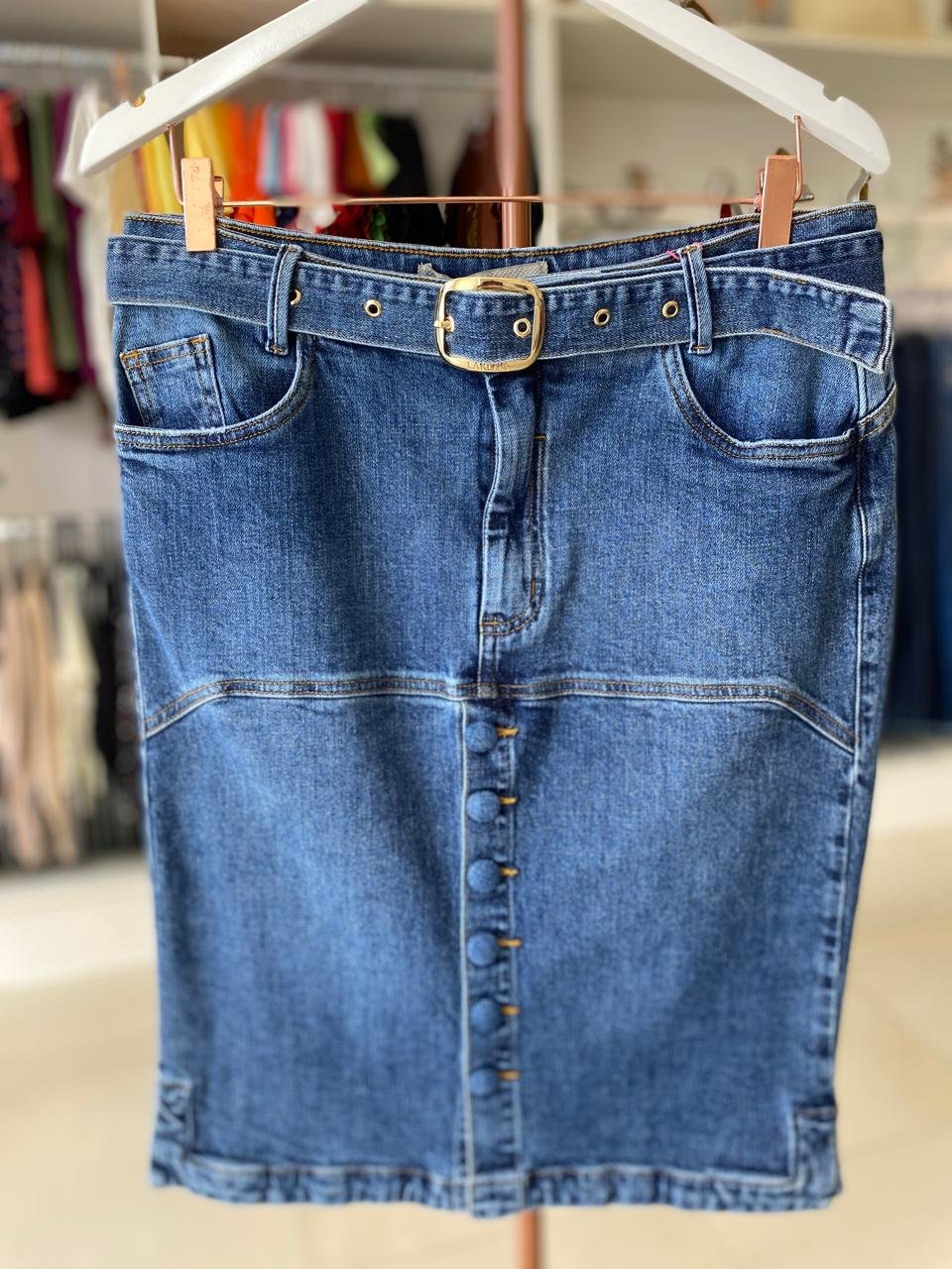 Saia Secretária Larissa – Jeans Claro TAM 46